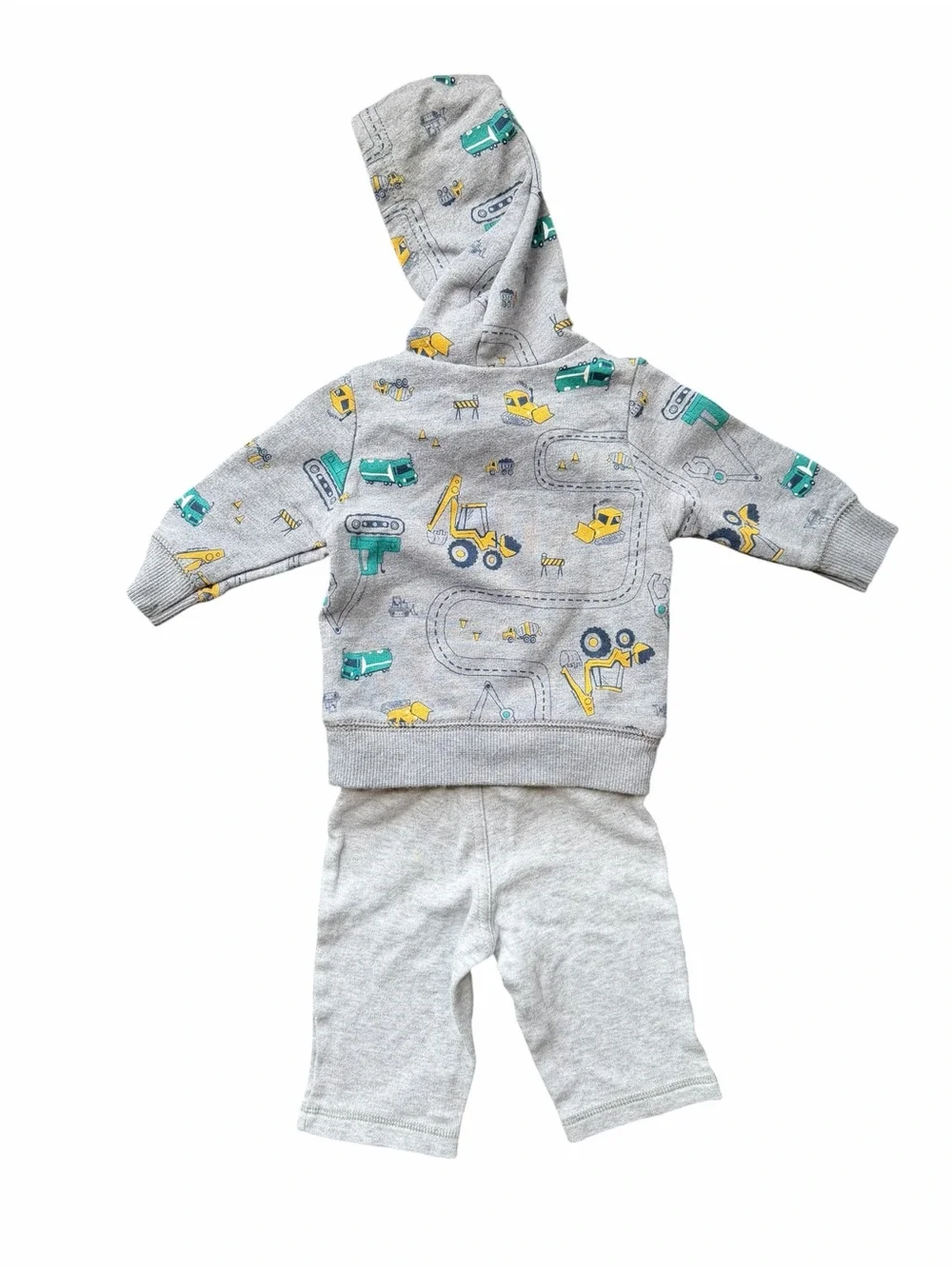 Carters Hoodie & Pants Set with Yellow and Teal Construction Print - Picture 2 of 2